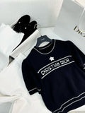 Puff-sleeve Short-sleeve Round-neck Knit Top