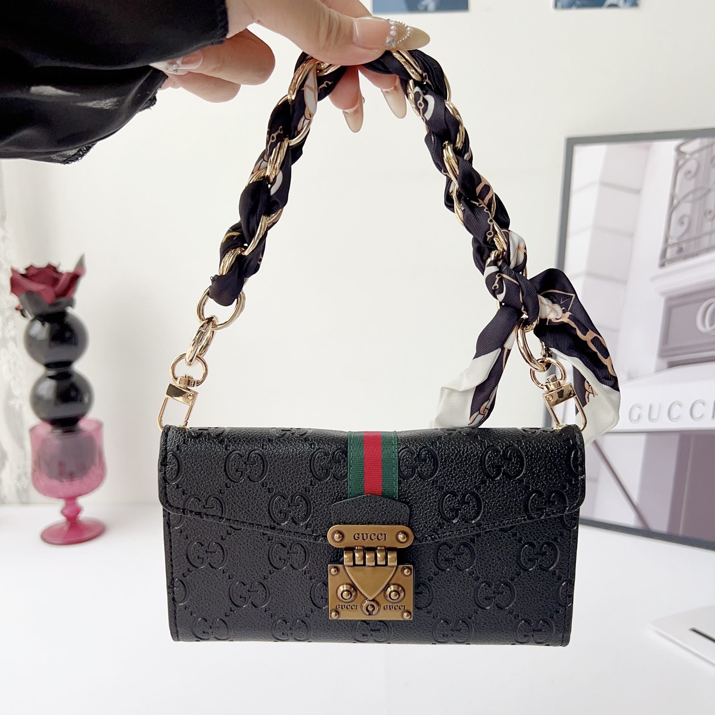 Silk Scarf Lanyard Crossbody Card Holder Protective Case Suitable for iPhone 17 Pro Max