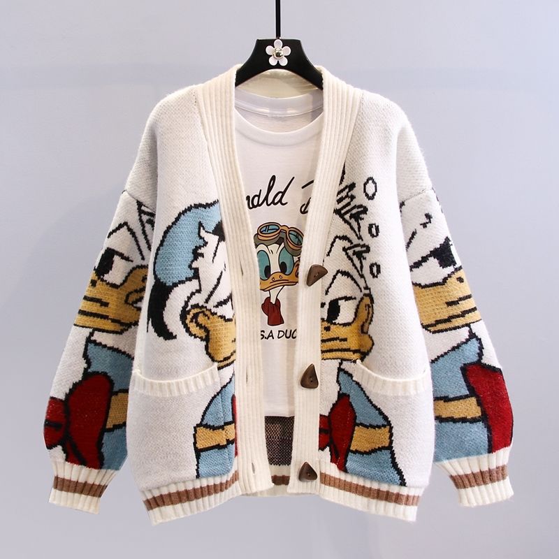 Japanese-style Cartoon Jacquard Sweater Cardigan,
