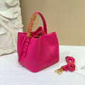Hot Pink Leather Letter-Handle Bucket Bag