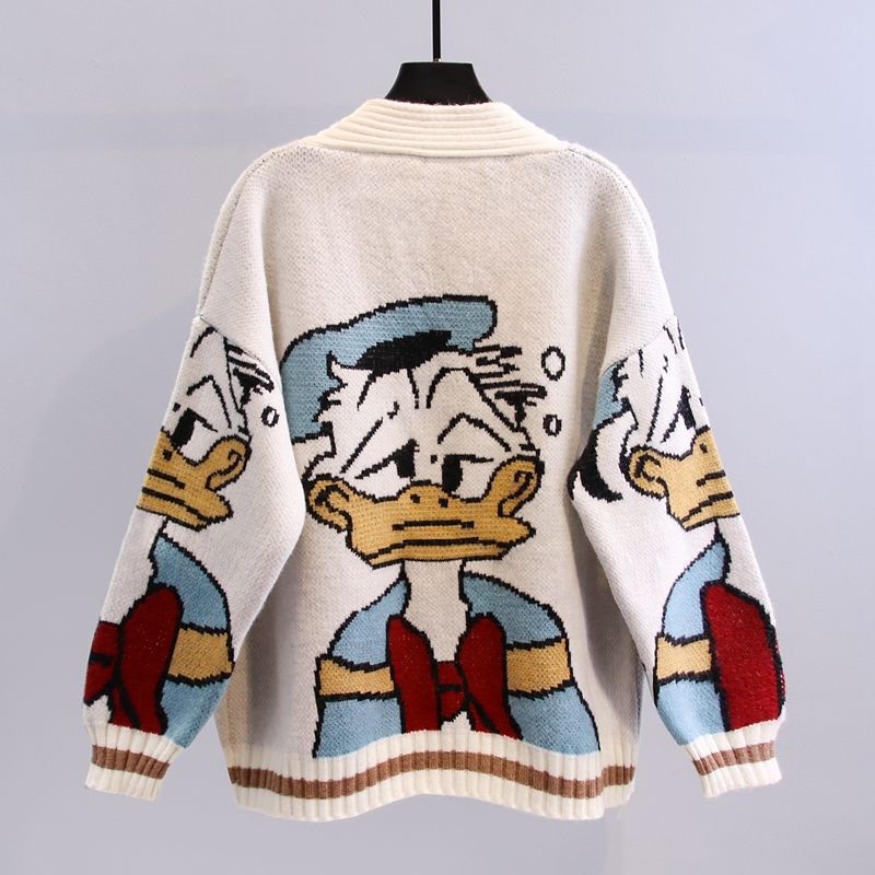 Japanese-style Cartoon Jacquard Sweater Cardigan,