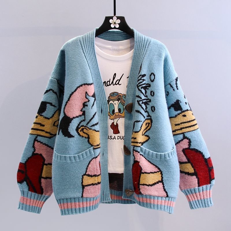 Japanese-style Cartoon Jacquard Sweater Cardigan,