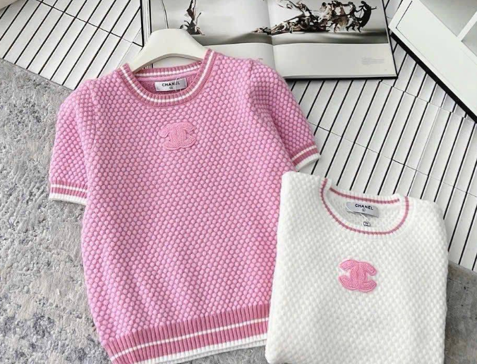 Knit Short-sleeve Sweater, Women's, French-style New