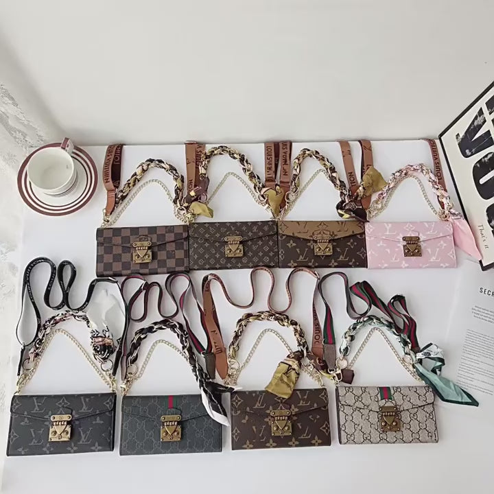 Silk Scarf Lanyard Crossbody Card Holder Protective Case Suitable for iPhone 17 Pro Max